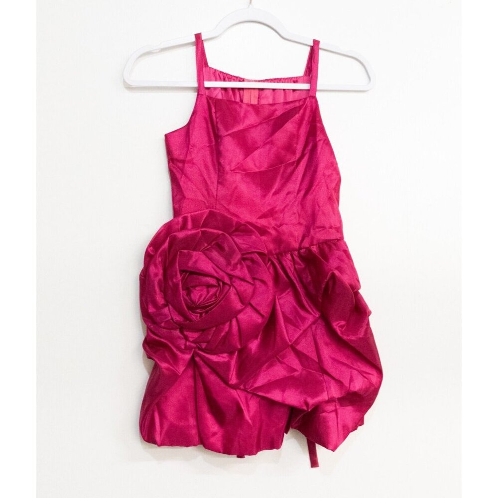 Julia Lee Kids Girls Fuschia Pink Polyester Slip Dress Floral Pullover Size 10